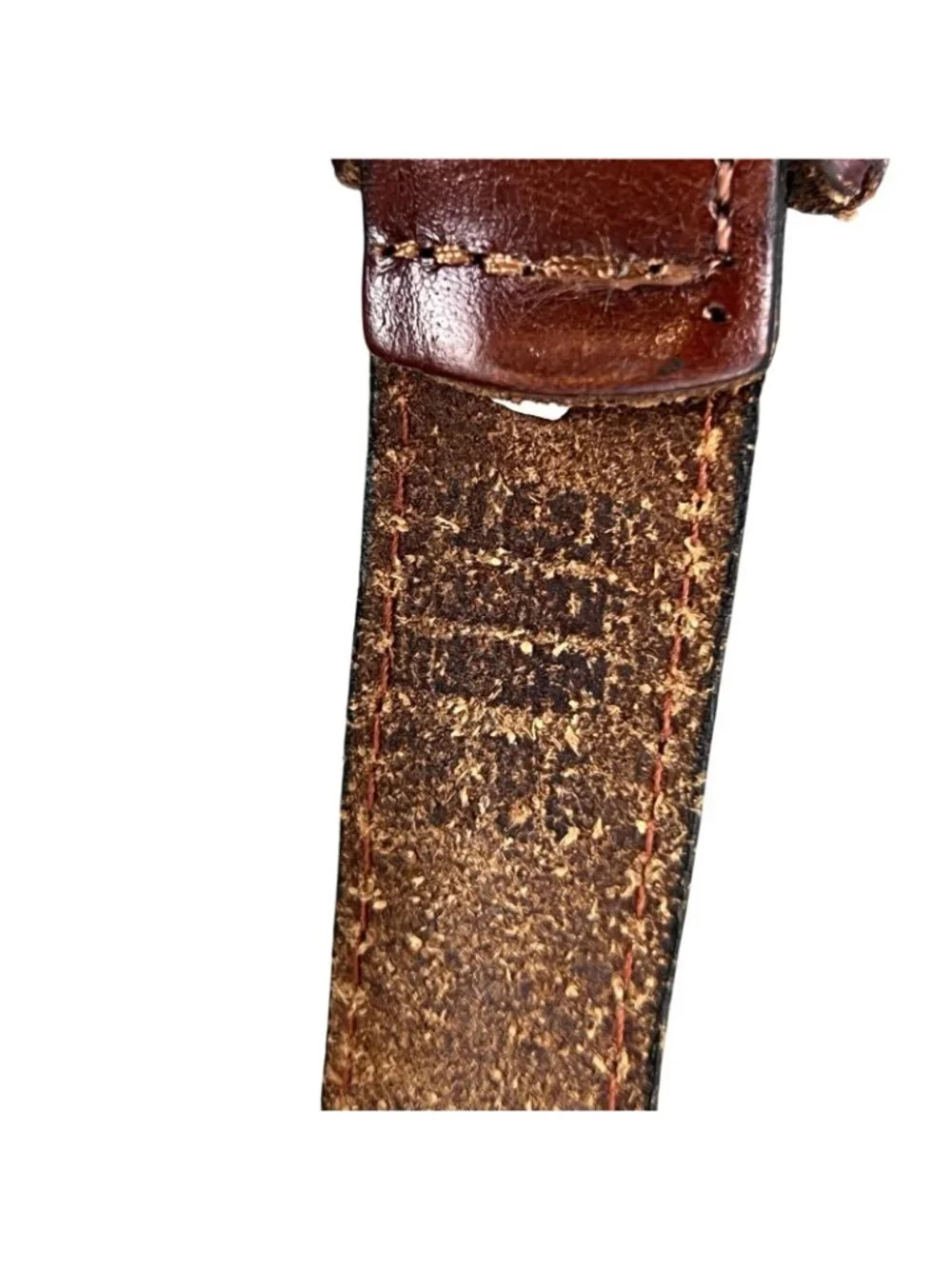 Vintage Mens 42 Belt Brown Leather Brass Buckle Braided Classic Sporty 90s